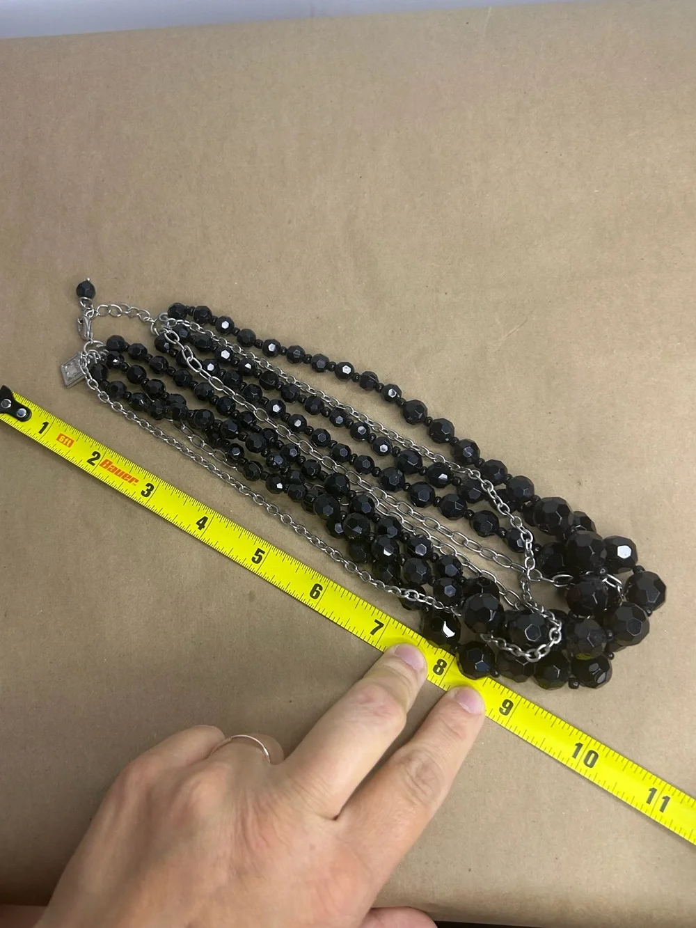 5 for $25🔥Multi-Strand Black Beaded & Silver Chain Necklace